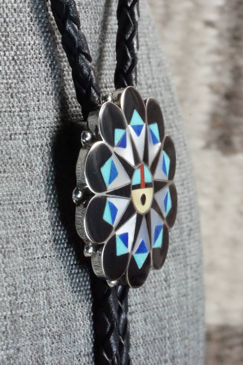 Multi Stone & Sterling Silver Bolo Tie - Delwin Gasper