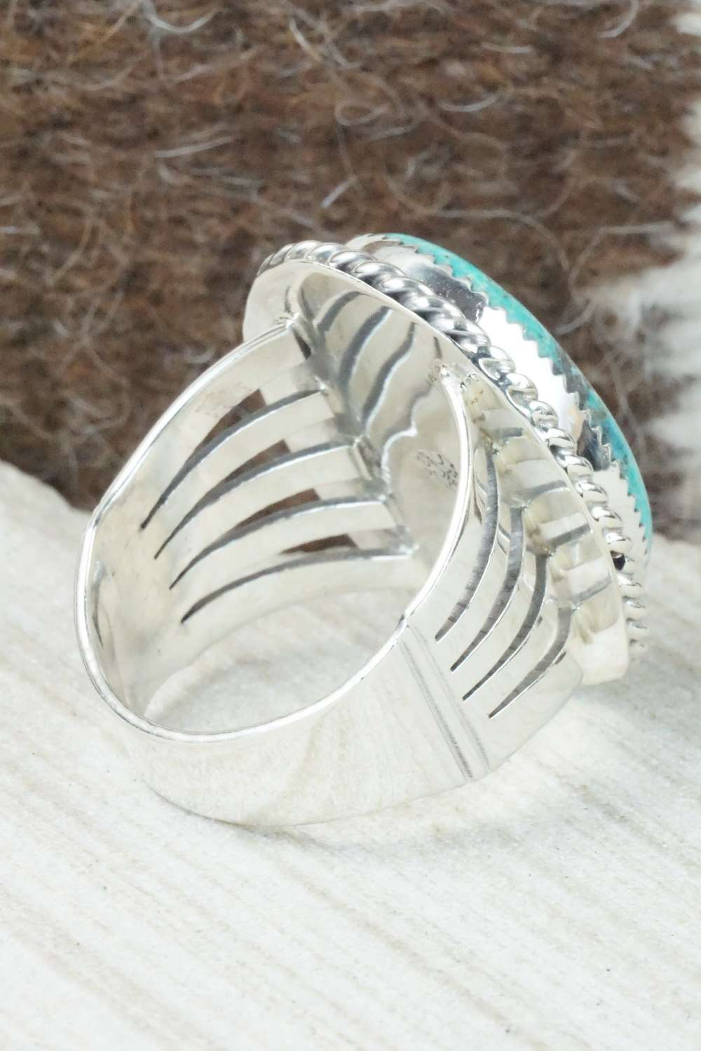 Turquoise and Sterling Silver Ring - Jeanette Saunders - Size 12.5