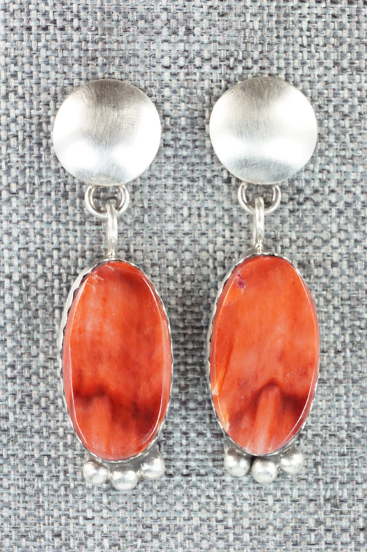 Spiny Oyster and Sterling Silver Earrings - Selina Warner