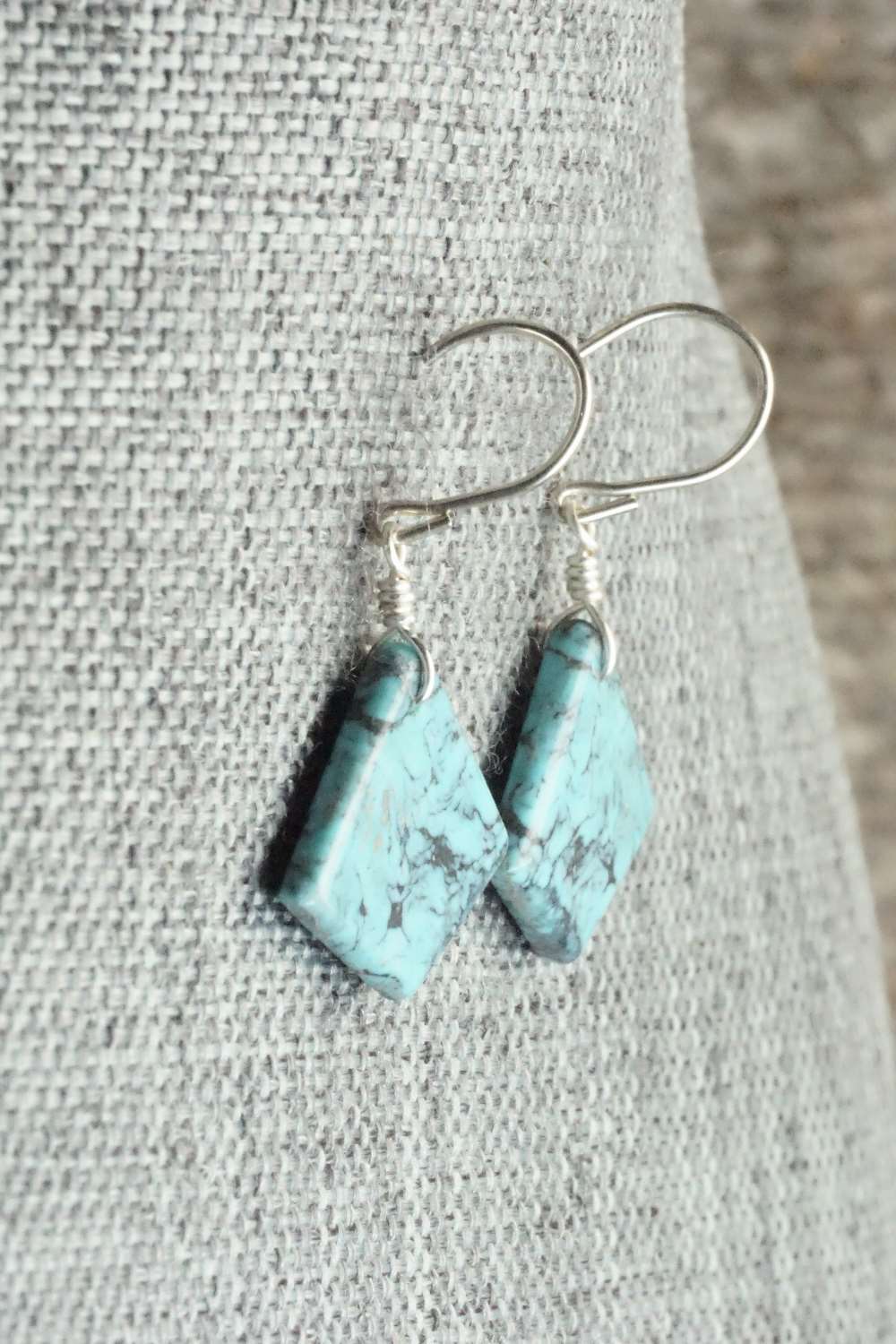 Turquoise & Sterling Silver Earrings - Lester Abeita