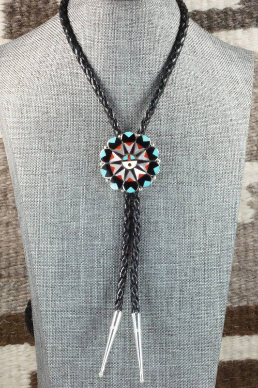 Multi Stone & Sterling Silver Bolo Tie - Delwin Gasper