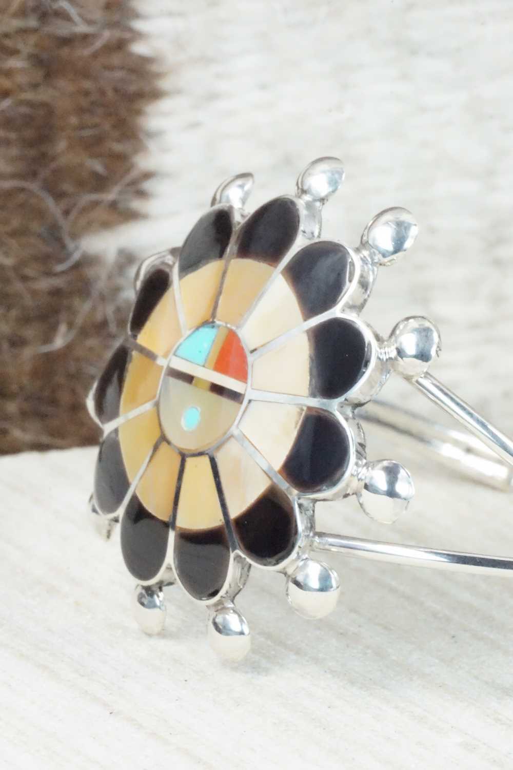 Multi Stone & Sterling Silver Inlay Bracelet - Pauline Lonjose