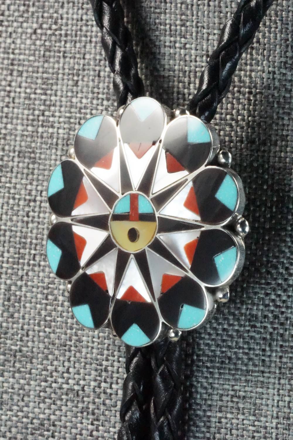 Multi Stone & Sterling Silver Bolo Tie - Delwin Gasper
