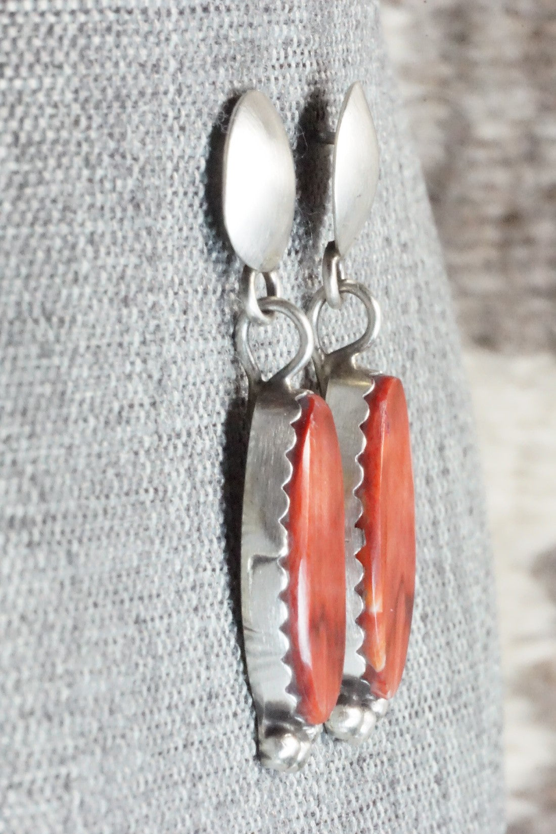 Spiny Oyster and Sterling Silver Earrings - Selina Warner