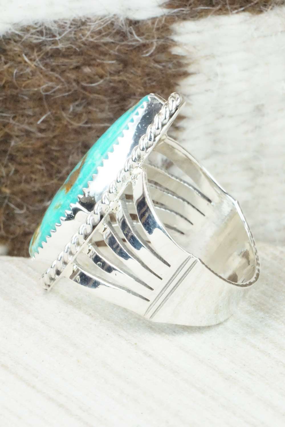 Turquoise and Sterling Silver Ring - Jeanette Saunders - Size 12.5