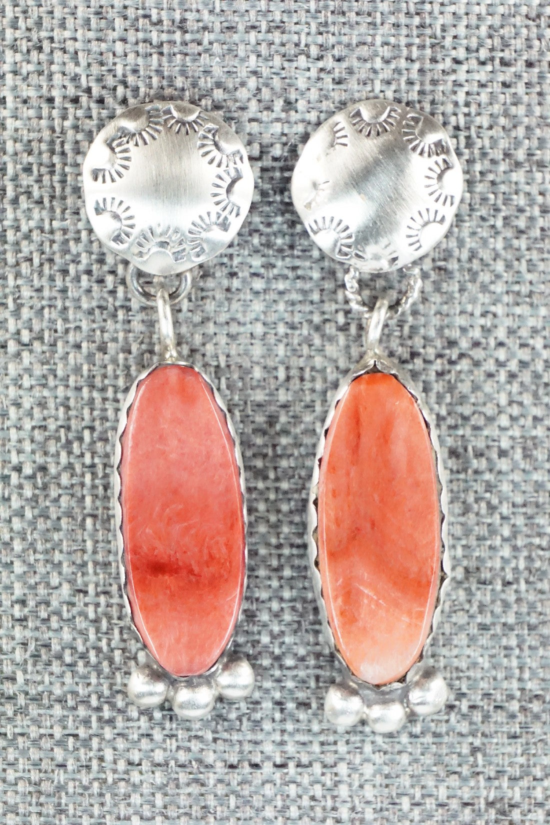 Spiny Oyster and Sterling Silver Earrings - Selina Warner