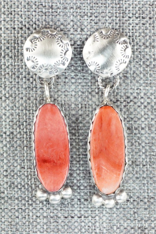 Spiny Oyster and Sterling Silver Earrings - Selina Warner