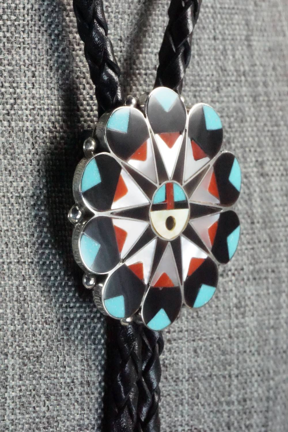 Multi Stone & Sterling Silver Bolo Tie - Delwin Gasper
