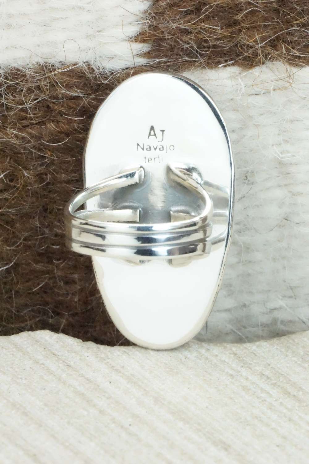 White Buffalo & Sterling Silver Ring - Alvin Joe - Size 6