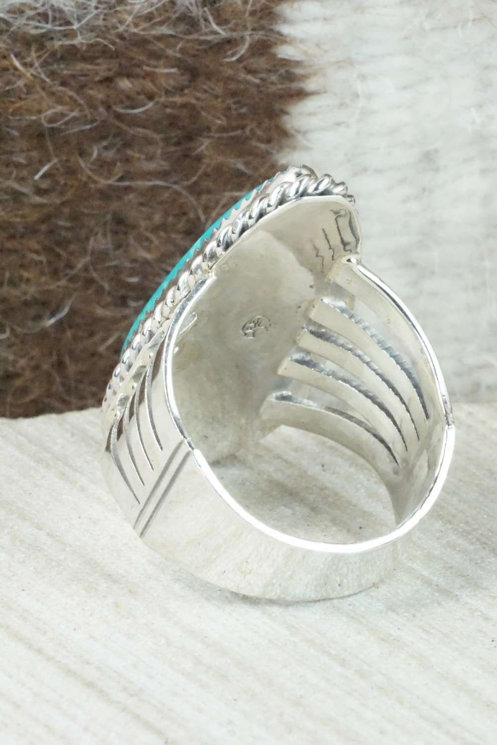 Turquoise and Sterling Silver Ring - Jeanette Saunders - Size 12.5