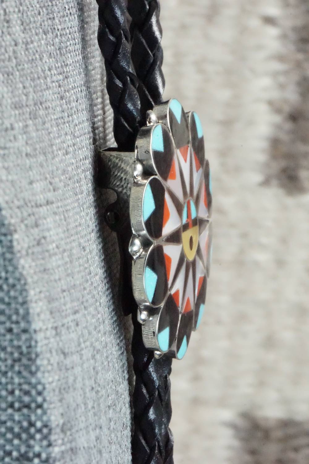 Multi Stone & Sterling Silver Bolo Tie - Delwin Gasper