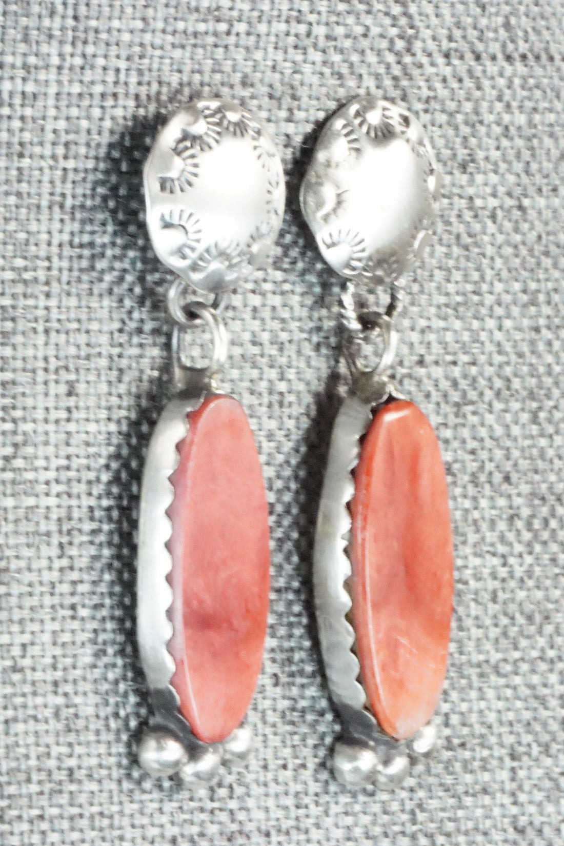 Spiny Oyster and Sterling Silver Earrings - Selina Warner