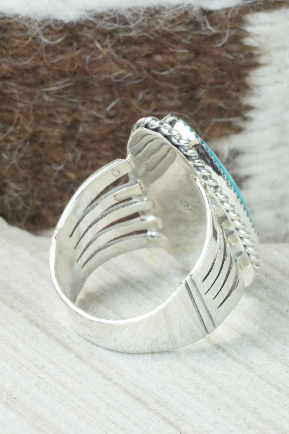 Turquoise and Sterling Silver Ring - Jeanette Saunders - Size 12.5