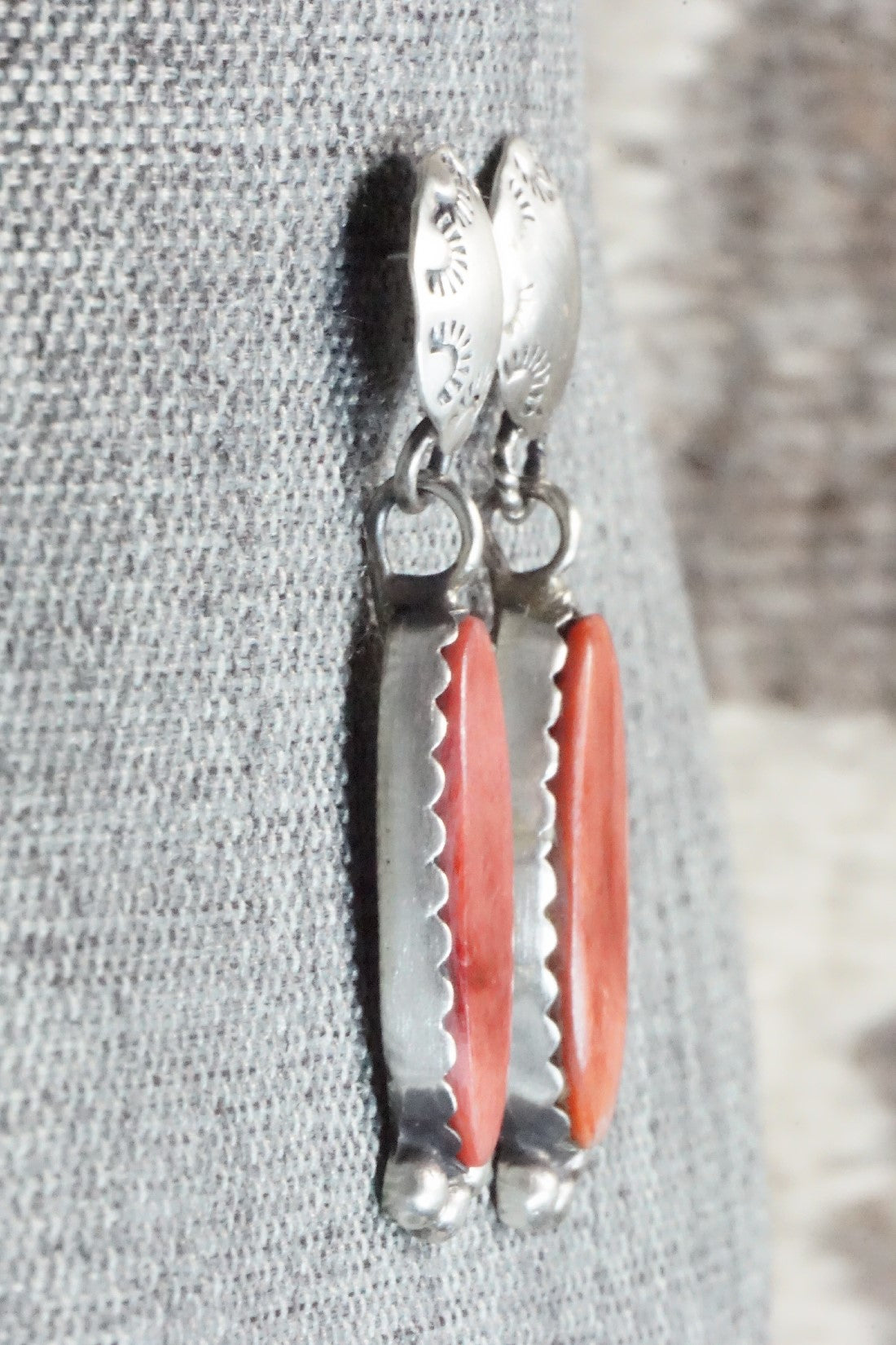 Spiny Oyster and Sterling Silver Earrings - Selina Warner
