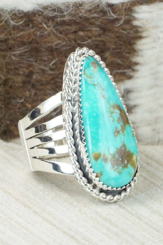 Turquoise and Sterling Silver Ring - Jeanette Saunders - Size 12.5