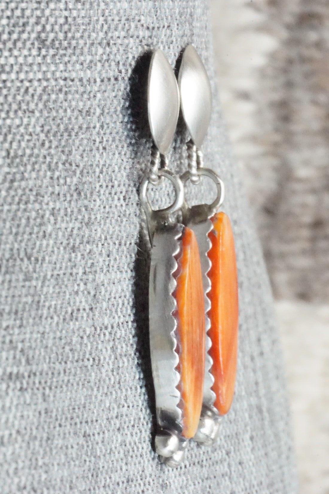Spiny Oyster and Sterling Silver Earrings - Selina Warner