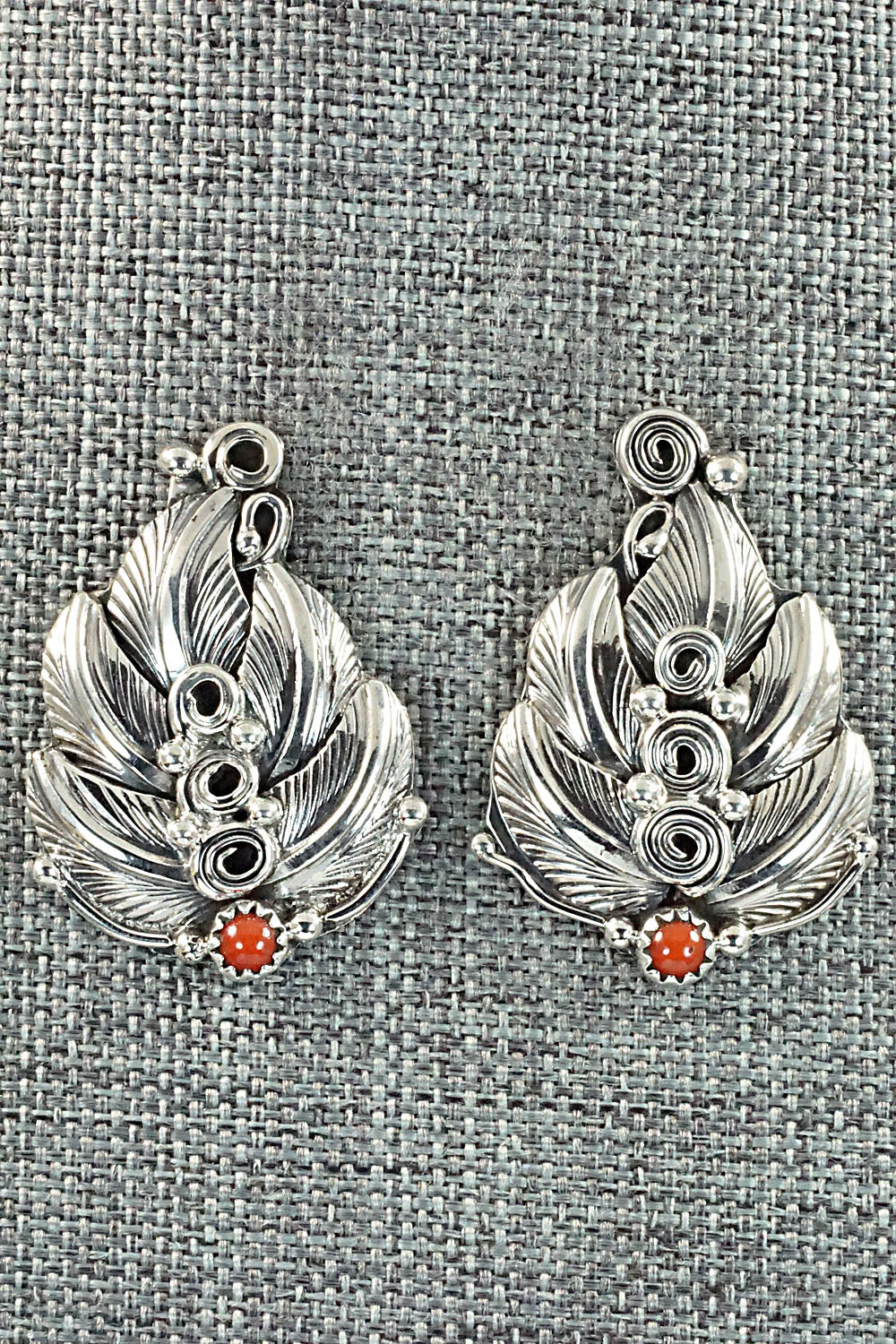 Coral & Sterling Silver Earrings - Darrell Morgan