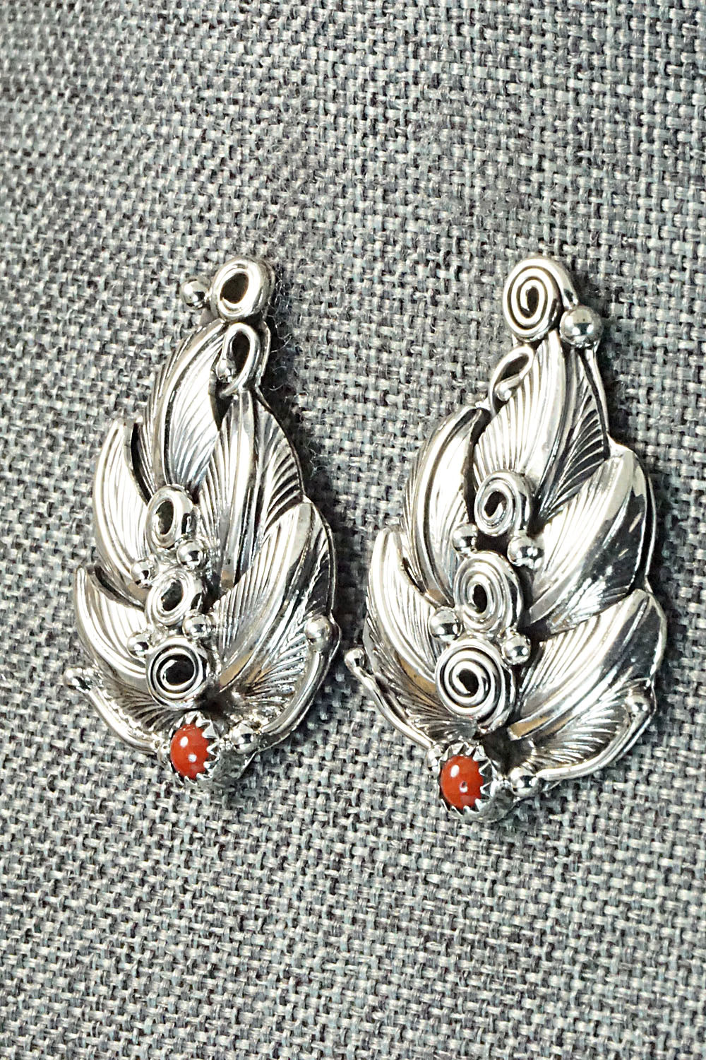 Coral & Sterling Silver Earrings - Darrell Morgan