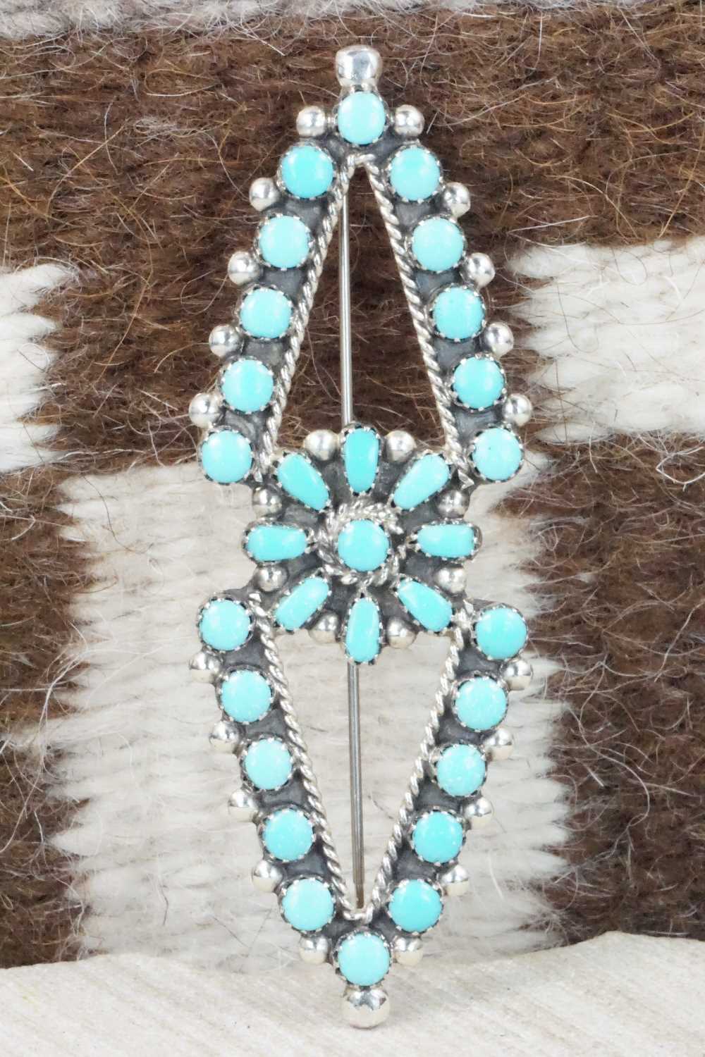 Turquoise & Sterling Silver Pin - E Gchachu