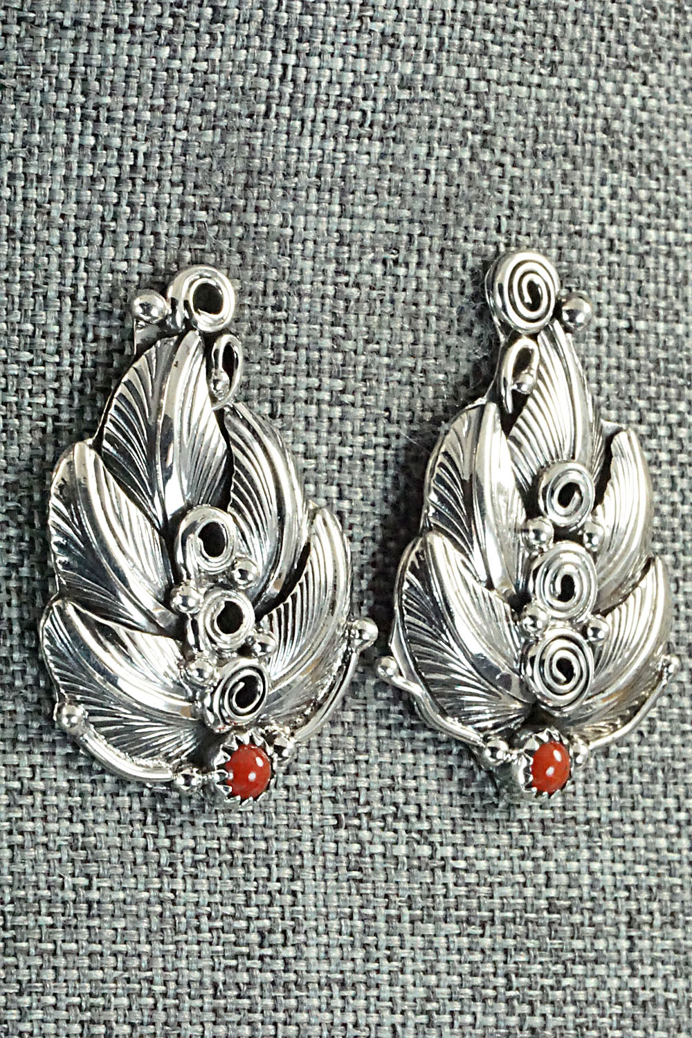 Coral & Sterling Silver Earrings - Darrell Morgan