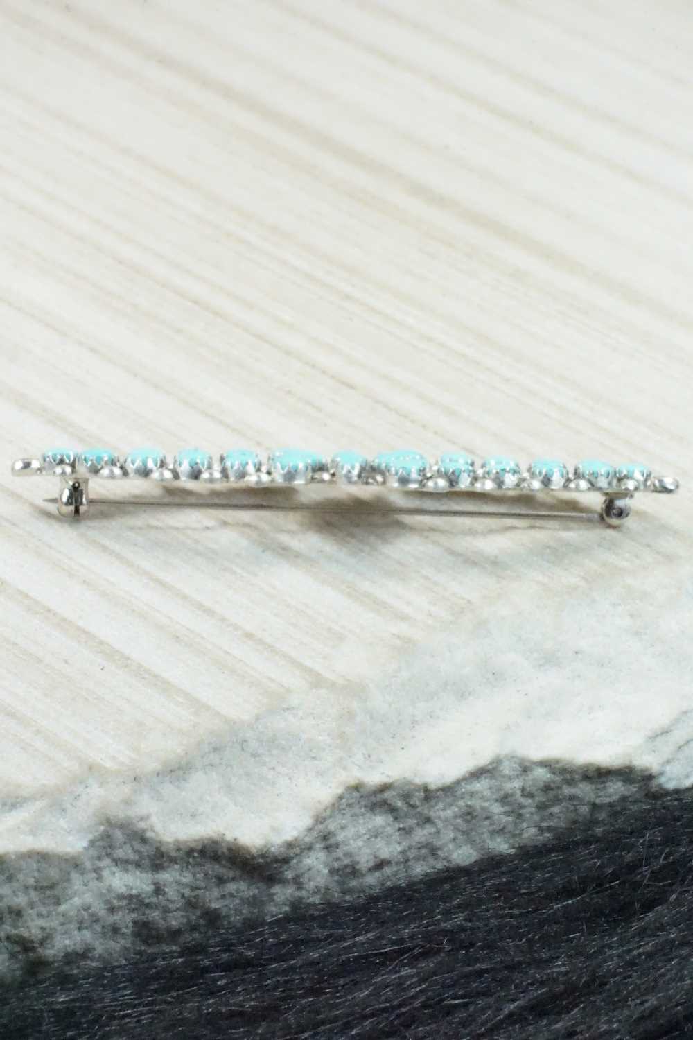 Turquoise & Sterling Silver Pin - E Gchachu