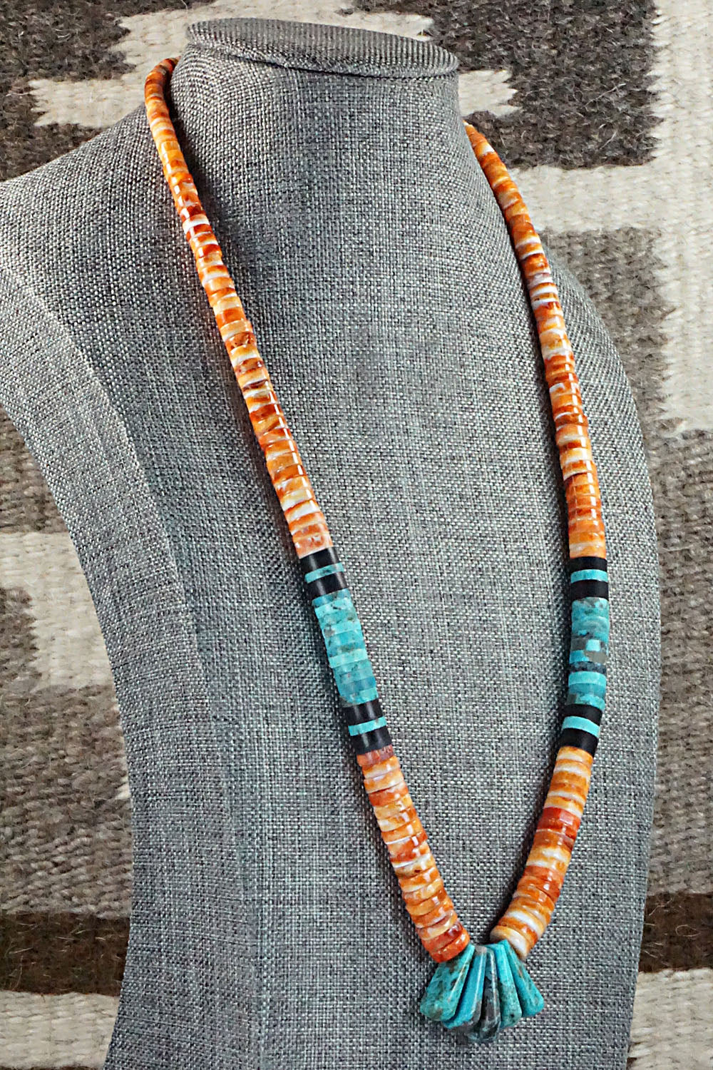 Turquoise & Spiny Oyster Necklace - Lupe Lovato