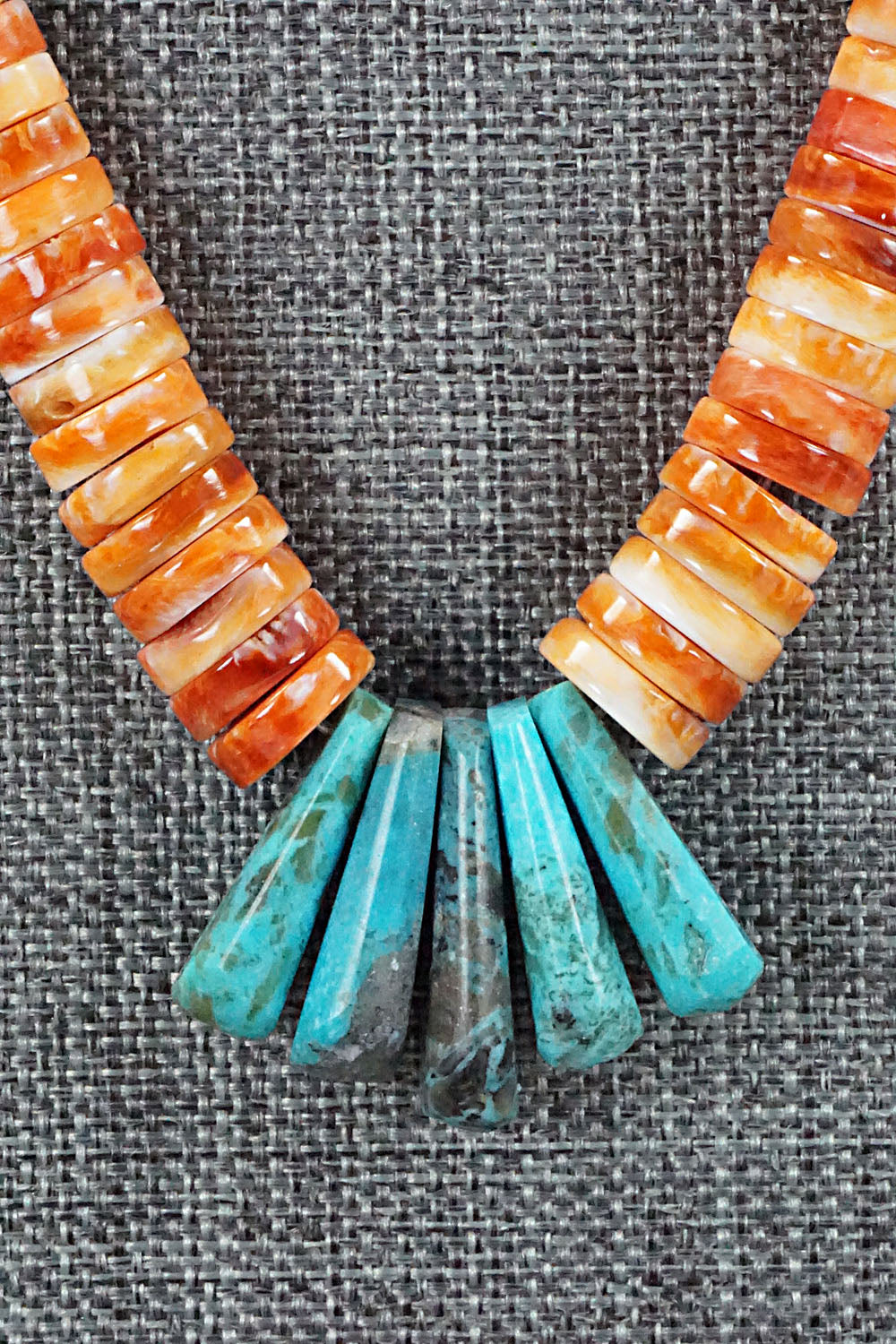 Turquoise & Spiny Oyster Necklace - Lupe Lovato