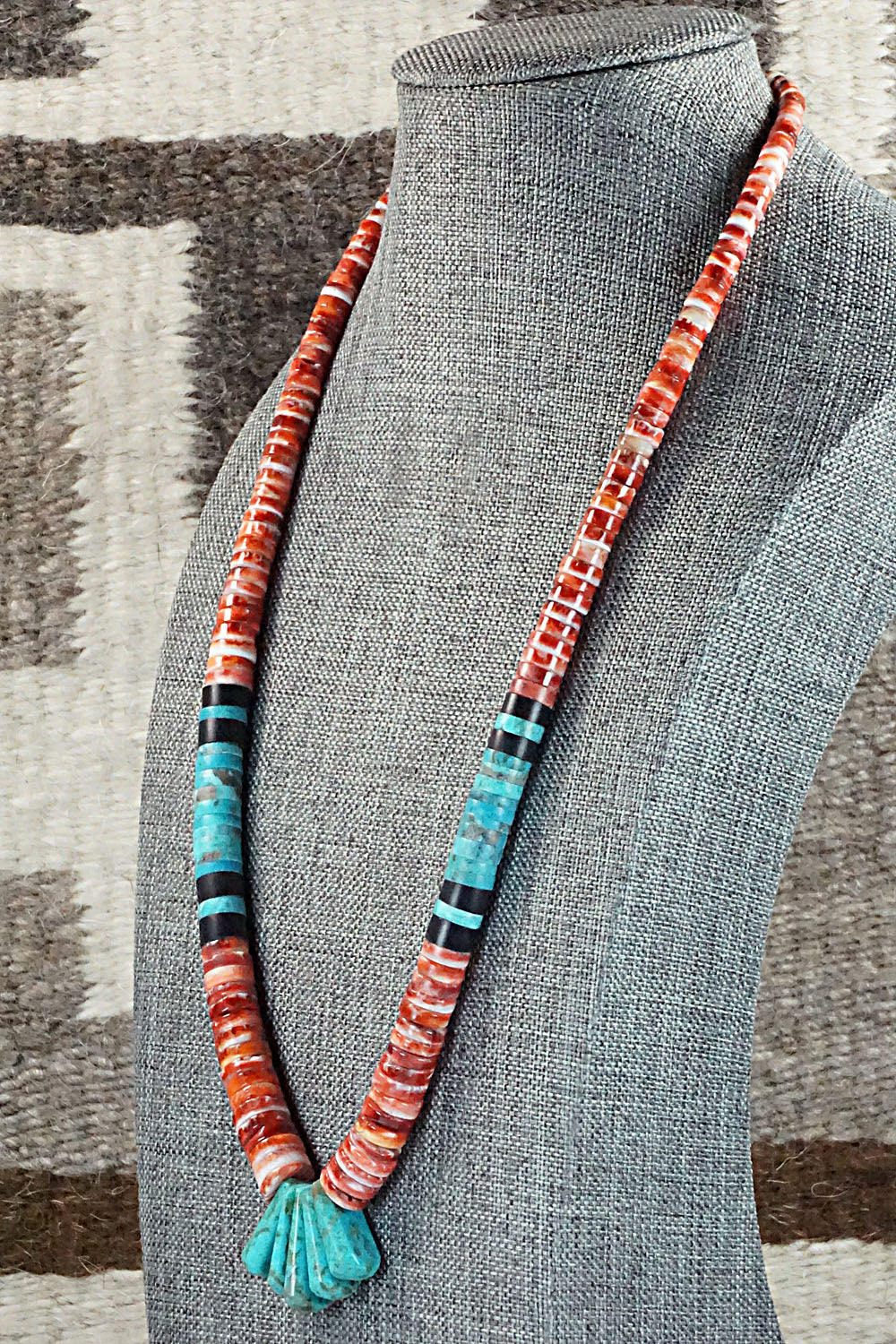 Turquoise & Spiny Oyster Necklace - Lupe Lovato