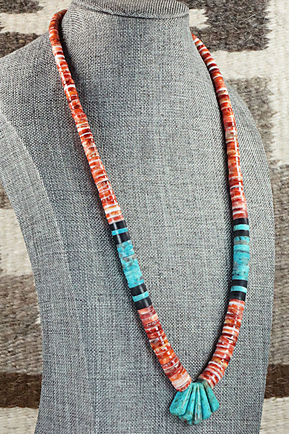 Turquoise & Spiny Oyster Necklace - Lupe Lovato