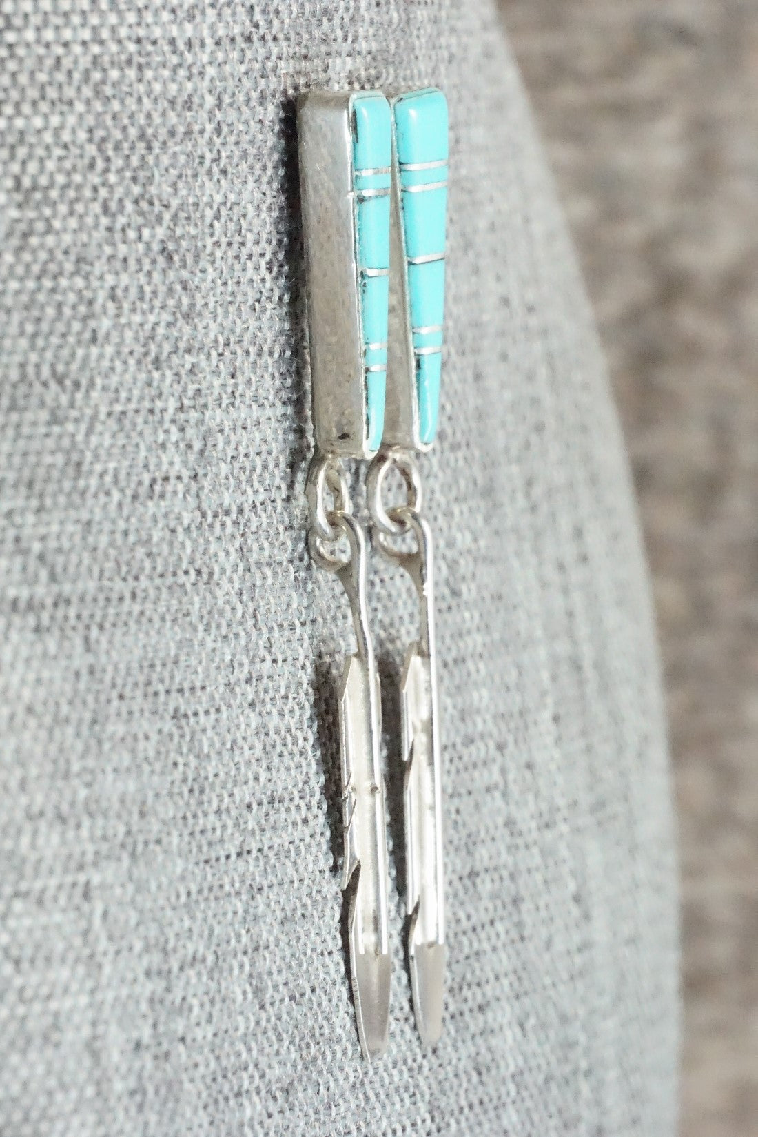 Turquoise & Sterling Silver Earrings - Terrence Panteah