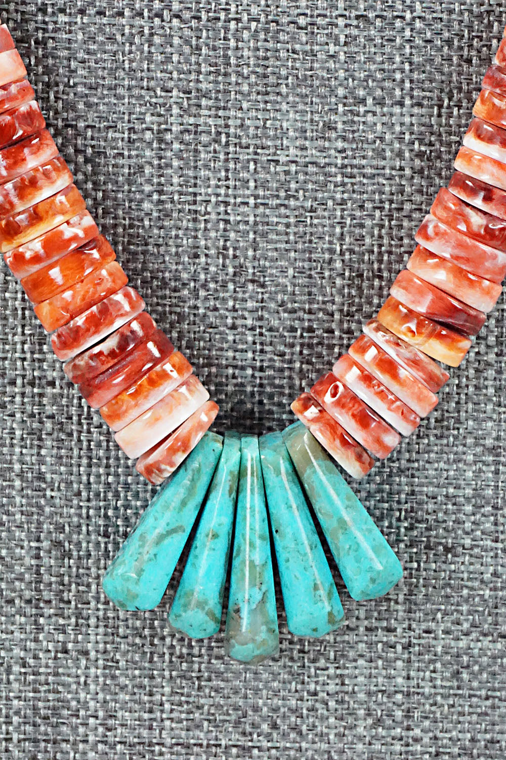 Turquoise & Spiny Oyster Necklace - Lupe Lovato