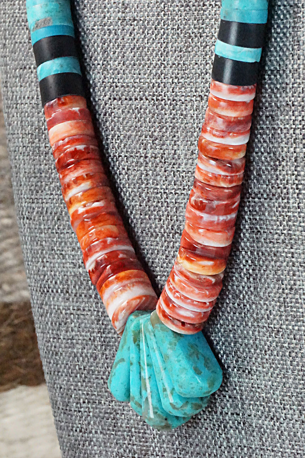 Turquoise & Spiny Oyster Necklace - Lupe Lovato