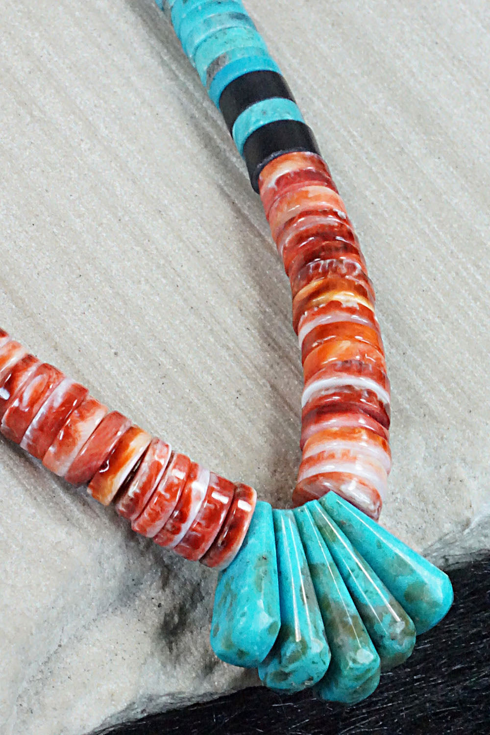 Turquoise & Spiny Oyster Necklace - Lupe Lovato