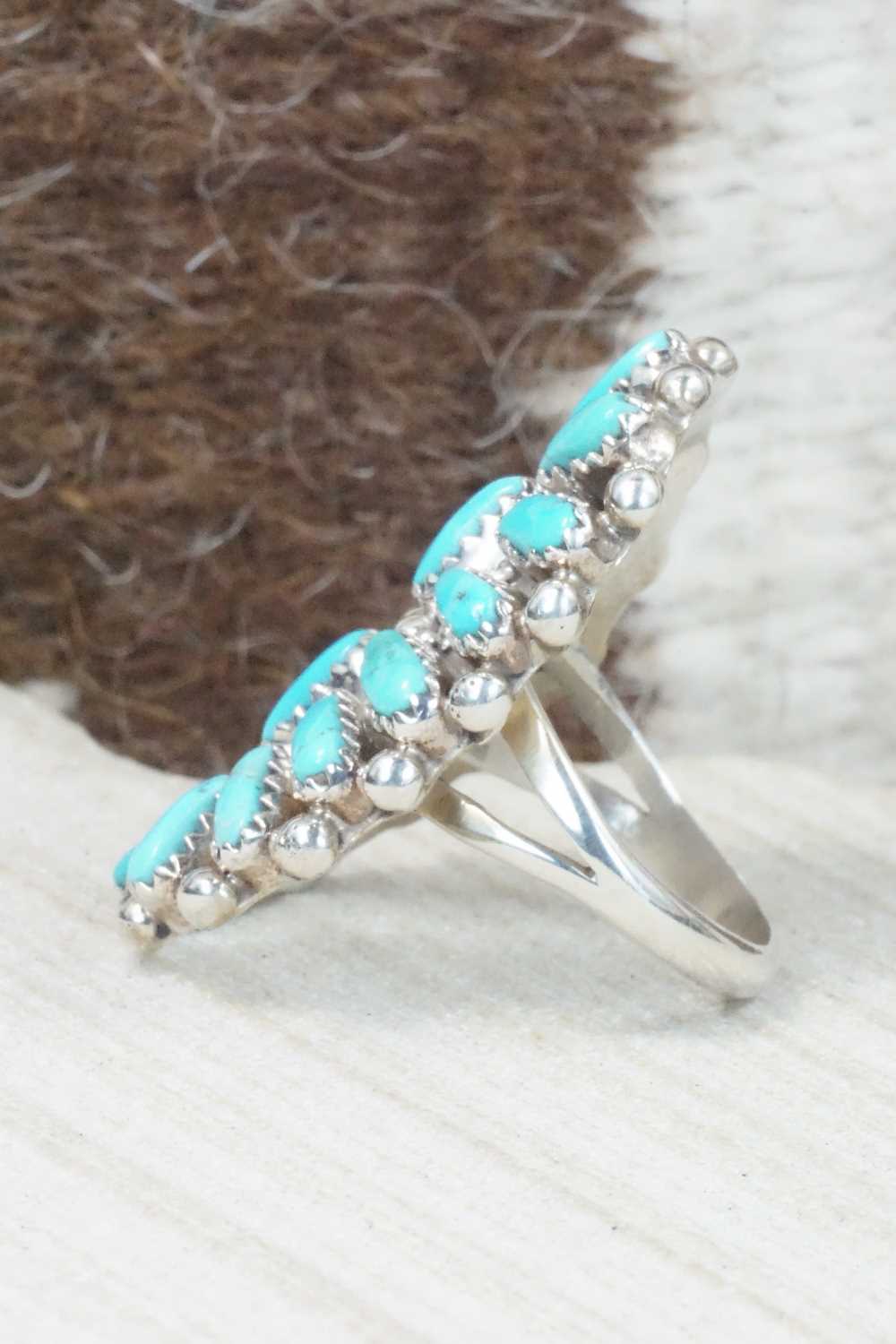 Turquoise and Sterling Silver Ring - Justina Wilson - Size 6.75
