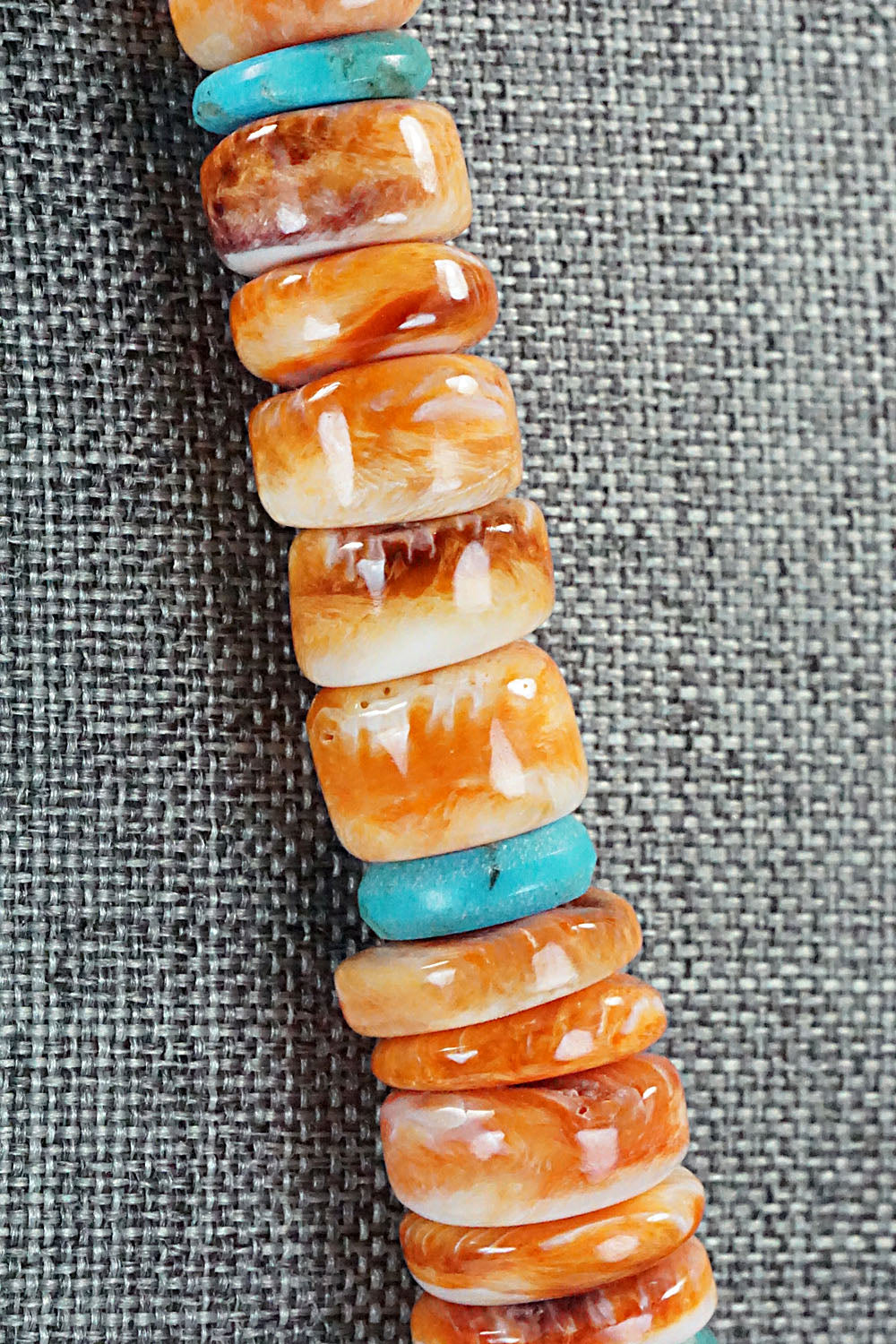Turquoise, Spiny Oyster and Sterling Silver Necklace - Lupe Lovato