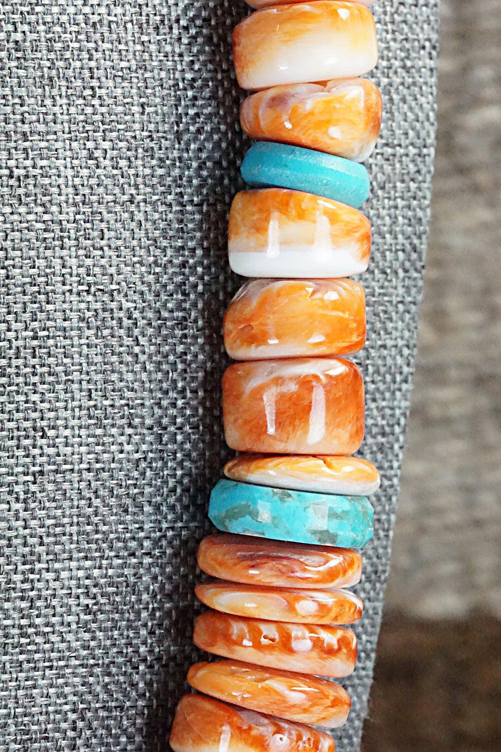 Turquoise, Spiny Oyster and Sterling Silver Necklace - Lupe Lovato