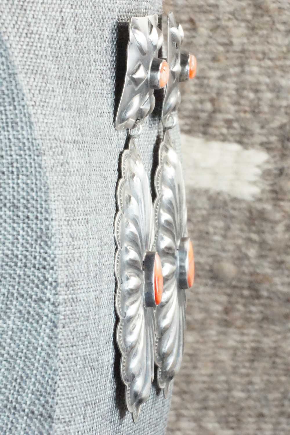 Spiny Oyster and Sterling Silver Earrings - Rita Lee