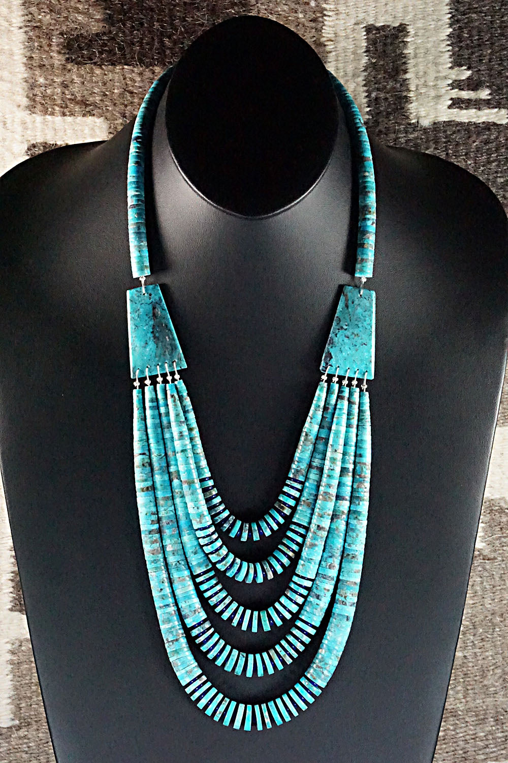 Turquoise, Lapis and Sterling Silver Necklace - Lupe Lovato