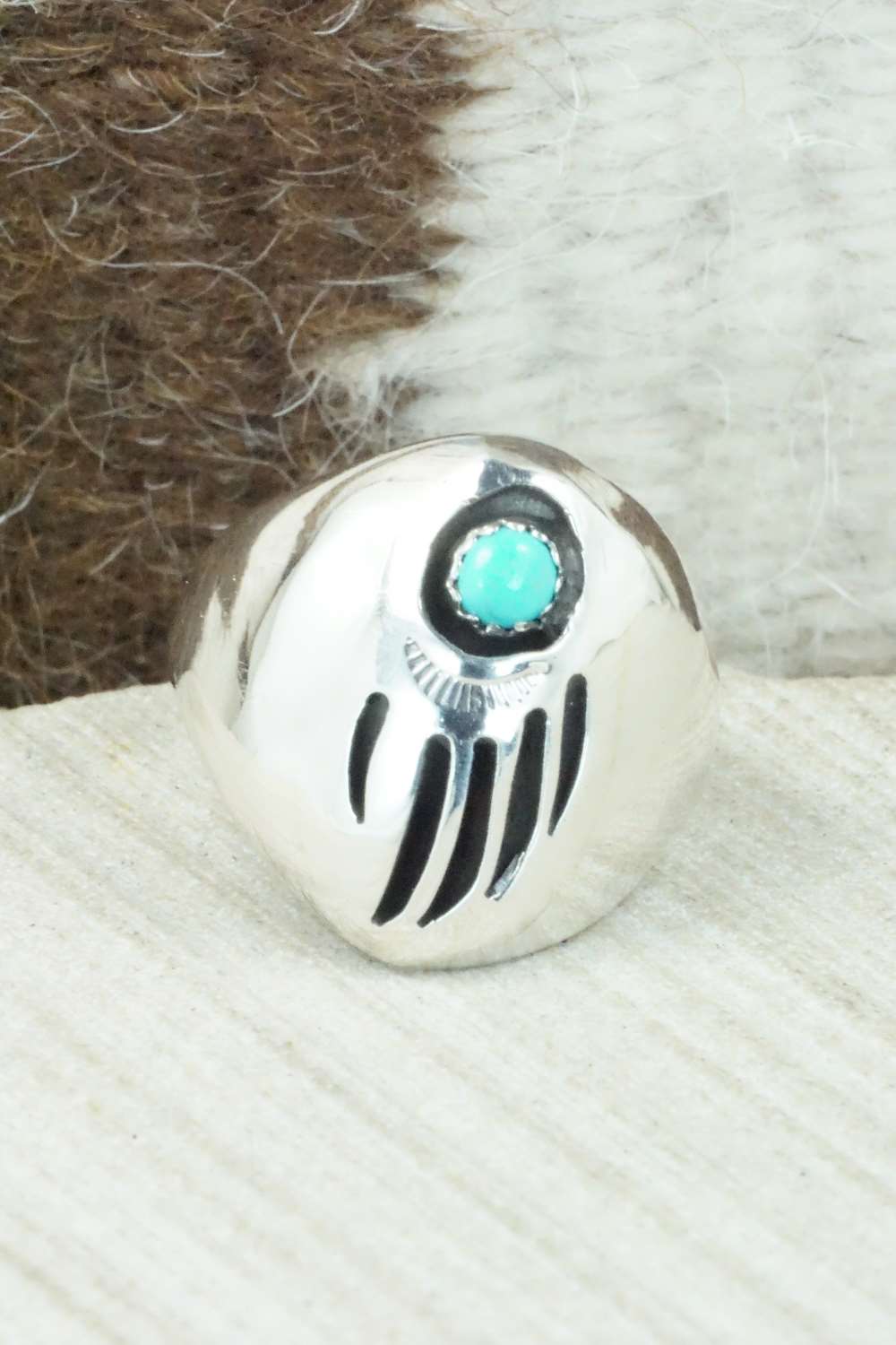 Turquoise & Sterling Silver Ring - Pearlene Spencer - Size 10.25