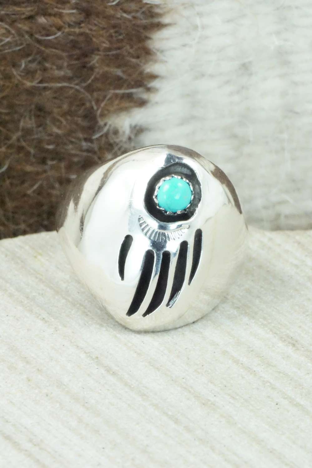 Turquoise & Sterling Silver Ring - Pearlene Spencer - Size 11.5