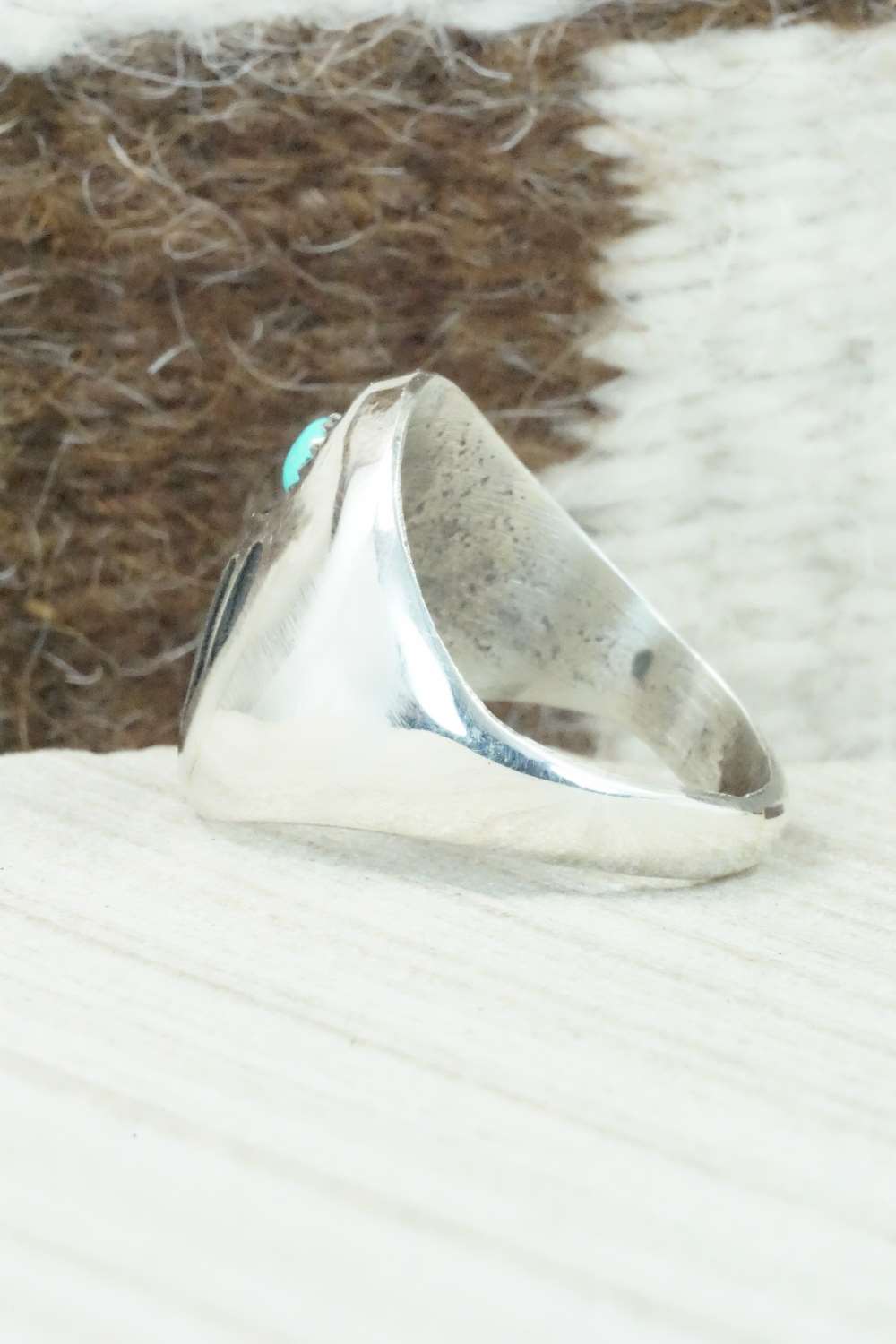 Turquoise & Sterling Silver Ring - Pearlene Spencer - Size 11.5