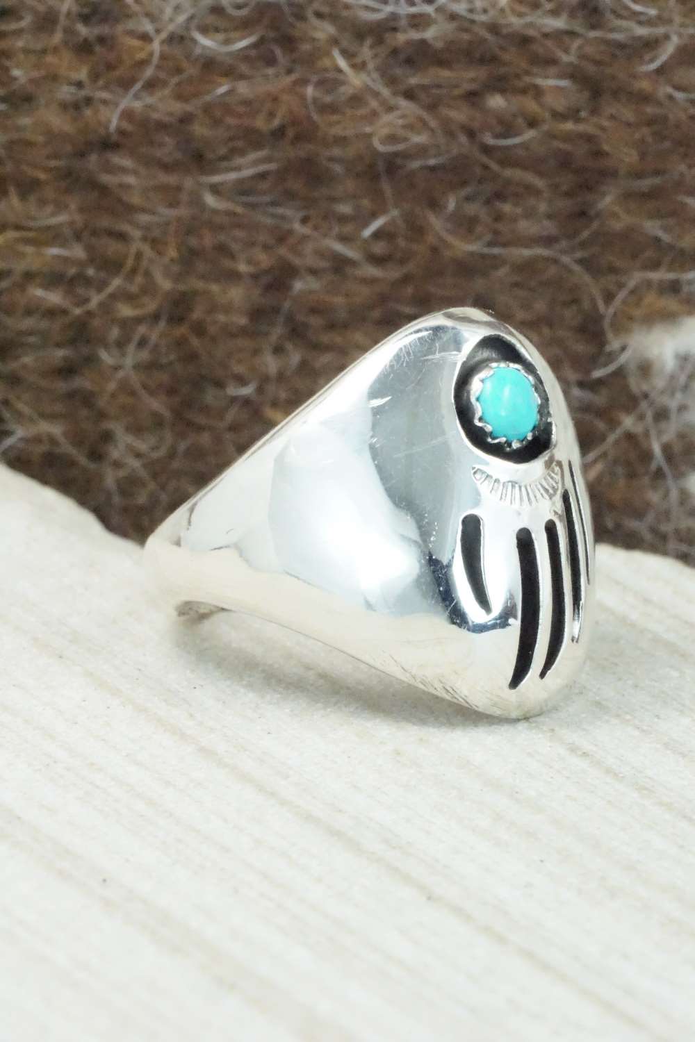 Turquoise & Sterling Silver Ring - Pearlene Spencer - Size 10.25