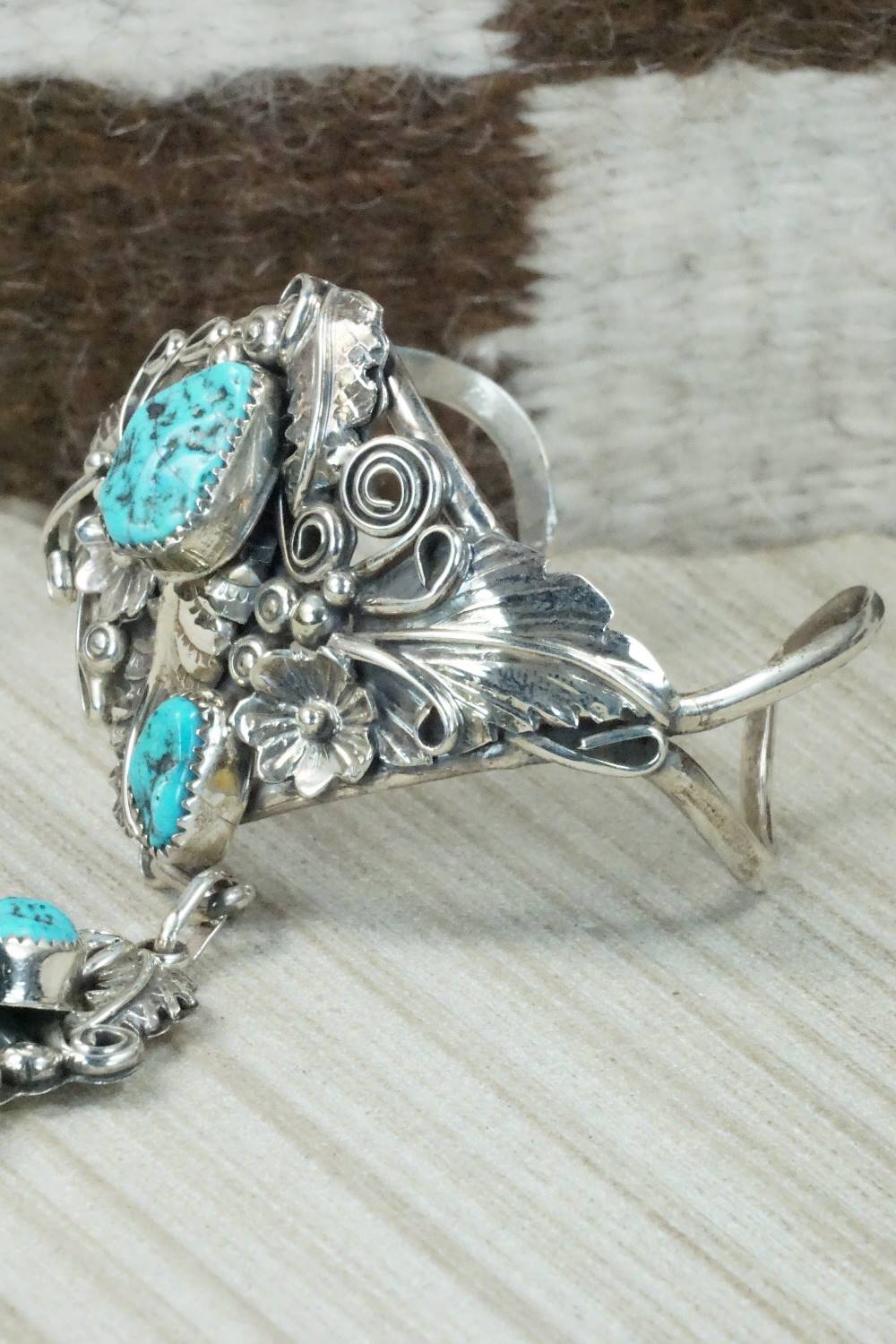 Turquoise & Sterling Silver Princess Bracelet & Ring - Harry B Yazzie