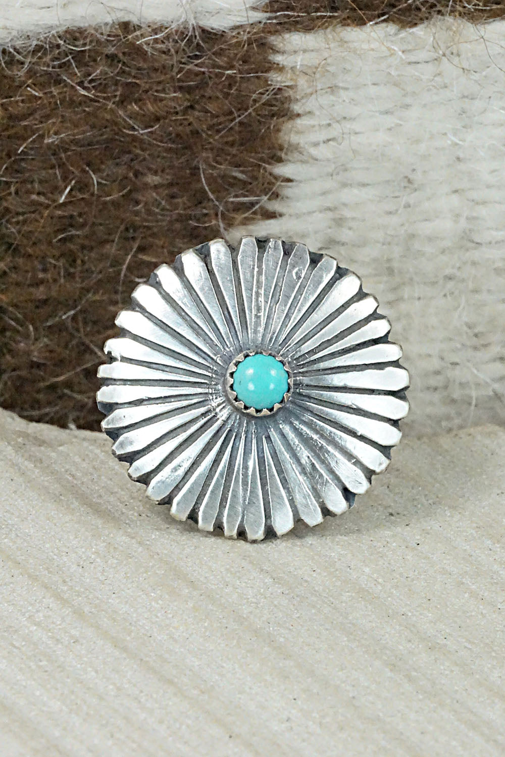 Turquoise & Sterling Silver Ring - Tom Dinetso - Size 9.25