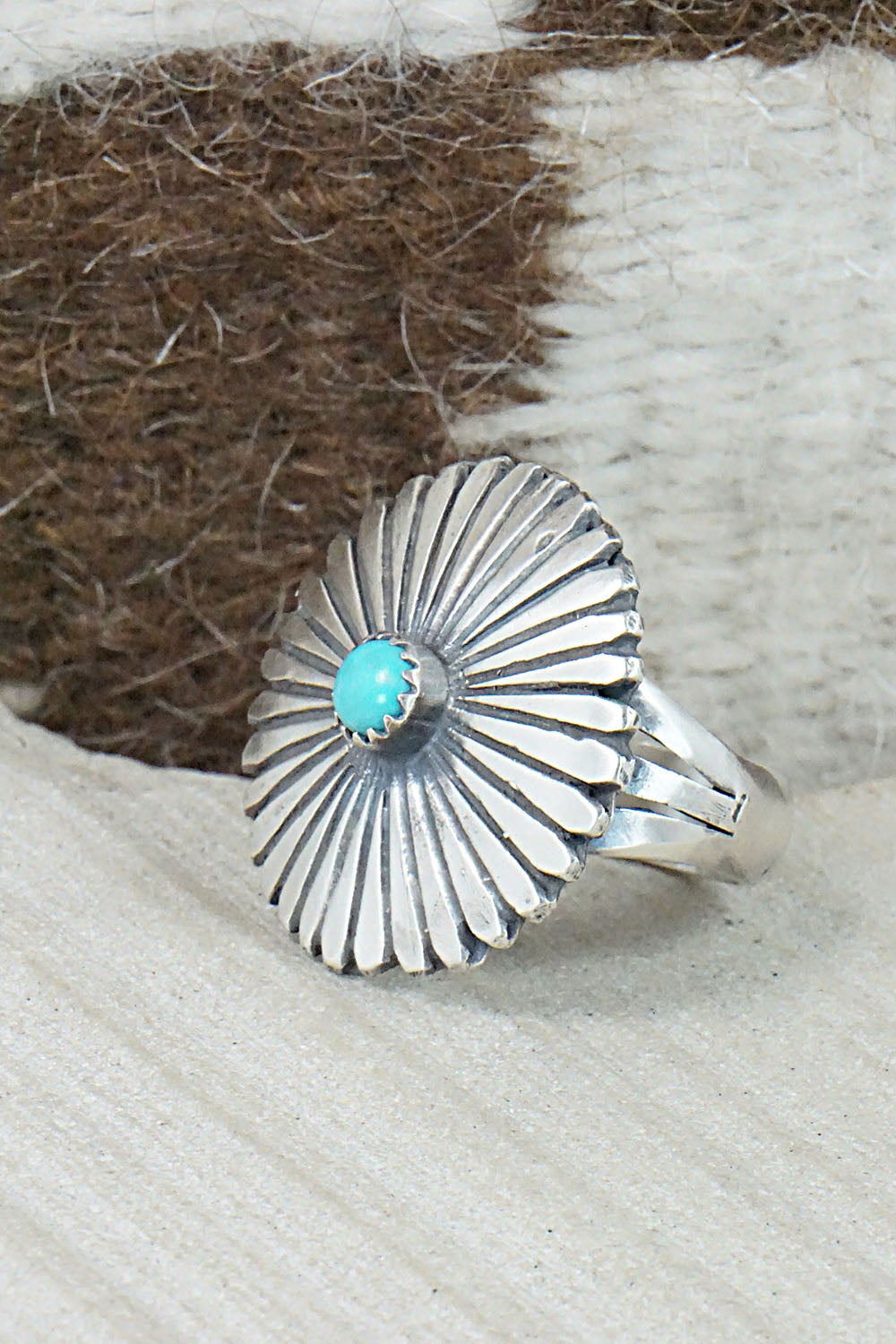Turquoise & Sterling Silver Ring - Tom Dinetso - Size 9.25