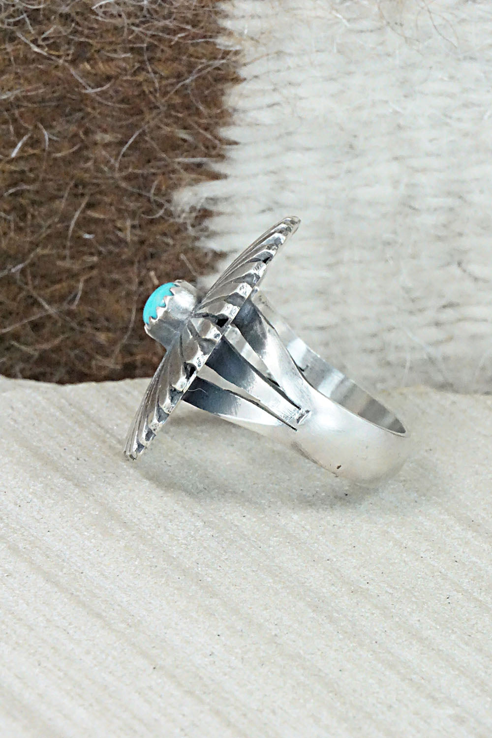 Turquoise & Sterling Silver Ring - Tom Dinetso - Size 9.25