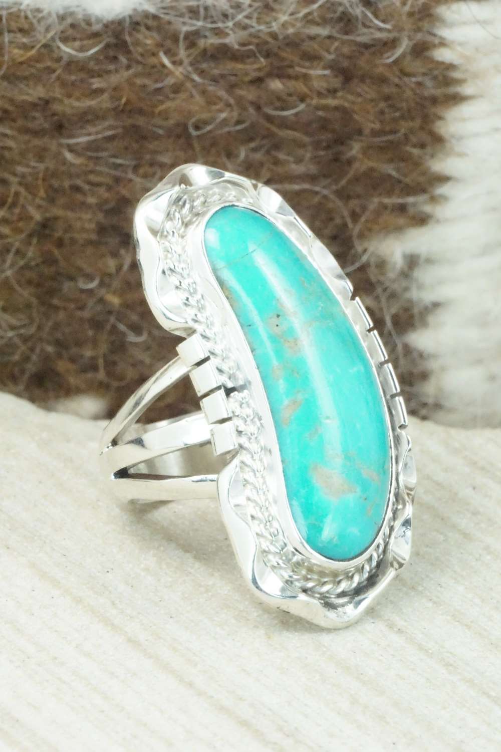 Turquoise & Sterling Silver Ring - Samuel Yellowhair - Size 5.5
