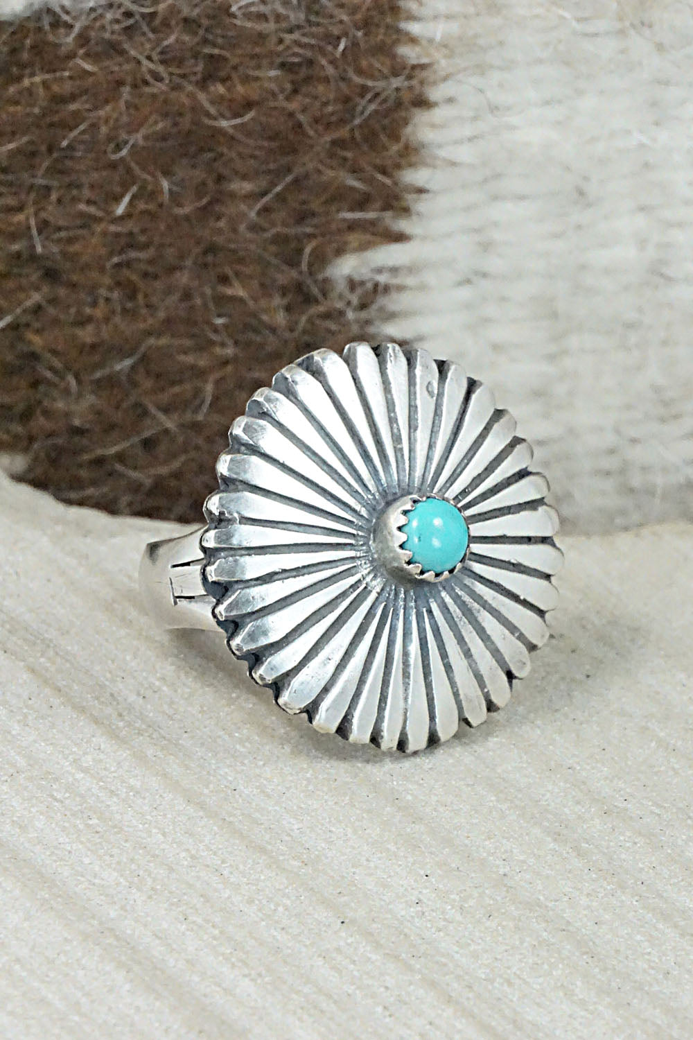Turquoise & Sterling Silver Ring - Tom Dinetso - Size 9.25