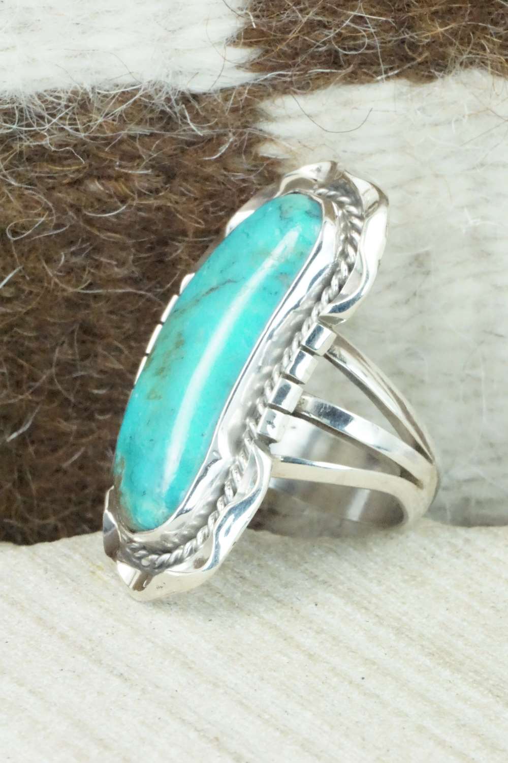 Turquoise & Sterling Silver Ring - Samuel Yellowhair - Size 6.5