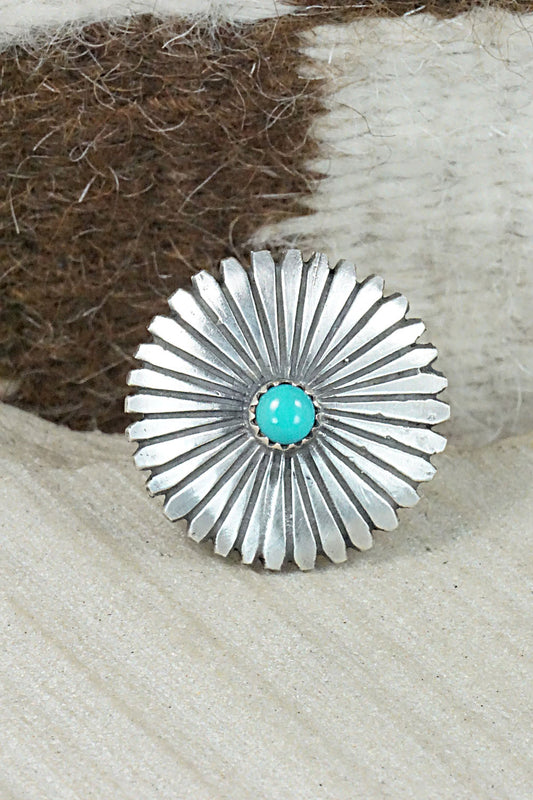Turquoise & Sterling Silver Ring - Tom Dinetso - Size 9